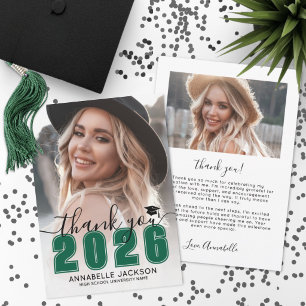 Tarjeta De Agradecimiento Graduación de Foto Verde