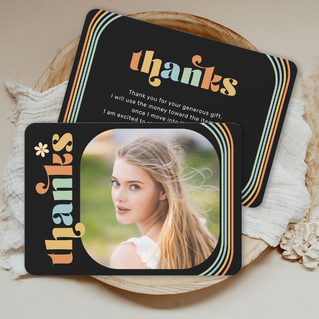 Tarjeta De Agradecimiento Graduación de fotografía Boho Retro (Subido por el creador)
