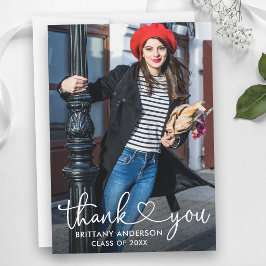 Tarjeta De Agradecimiento Graduación de fotografía cardiaca caligráfica mode