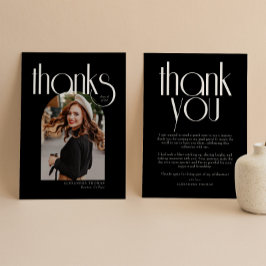 Tarjeta De Agradecimiento Graduación de fotografía de arco Minimalista y mod