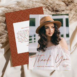 Tarjeta De Agradecimiento Graduación de fotografía de escritura moderna de g