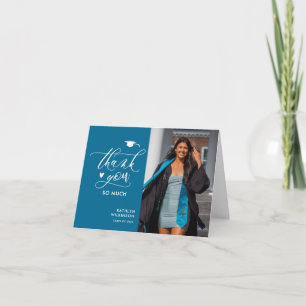 Tarjeta De Agradecimiento Graduación de fotografía Minimalista turquesa mode