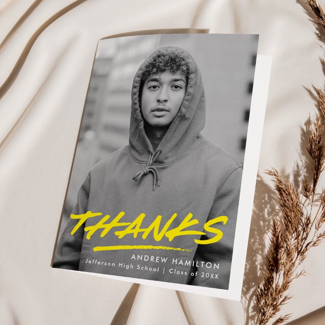 Tarjeta De Agradecimiento Graduación de fotografía moderna con el lavado ama (Subido por el creador)