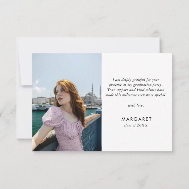 Tarjeta De Agradecimiento Graduación de fotografía moderna de nivel mínimo d (Reverso)