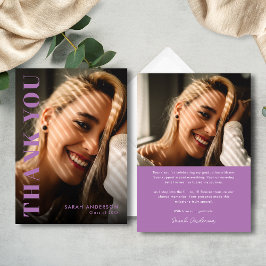 Tarjeta De Agradecimiento Graduación de fotografía morada de lavanda de grad