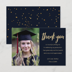 Tarjeta De Agradecimiento Graduación de fotografía personalizada de Purpurin