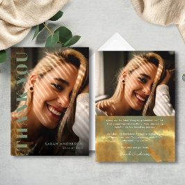 Tarjeta De Agradecimiento Graduación de fotografía verde de grado moderno