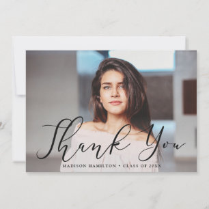 Tarjeta De Agradecimiento Graduación de fotografías en guiones negros
