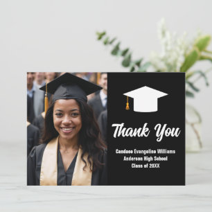 Tarjeta De Agradecimiento Graduación de fotos de graduados blancos negros mo