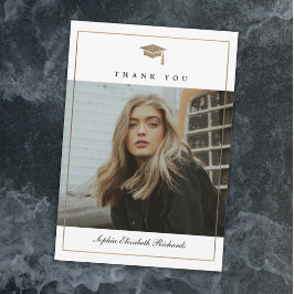 Tarjeta De Agradecimiento Graduación de fotos de oro de guión clásico