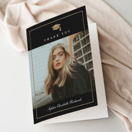 Tarjeta De Agradecimiento Graduación de fotos de oro de guión clásico