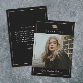 Tarjeta De Agradecimiento Graduación de fotos de oro de guión clásico