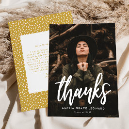 Tarjeta De Agradecimiento Graduación de fotos de oro en guión moderno