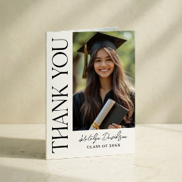 Tarjeta De Agradecimiento Graduación de fotos de Personalizado negro moderno