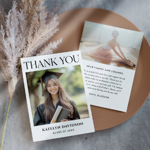 Tarjeta De Agradecimiento Graduación de fotos de Personalizado negro moderno