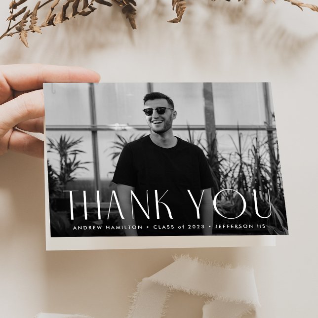 Tarjeta De Agradecimiento Graduación de fotos de simplicidad moderna (Subido por el creador)