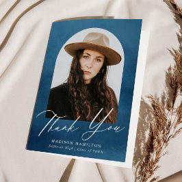 Tarjeta De Agradecimiento Graduación de fotos del arco de color azul marino