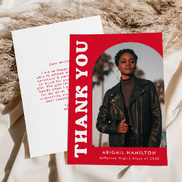 Tarjeta De Agradecimiento Graduación de fotos del arco de compensación roja