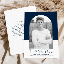 Tarjeta De Agradecimiento Graduación de fotos en bloque de color de la Marin