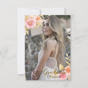 Tarjeta De Agradecimiento Graduación de fotos Gracias con flores acuáticas