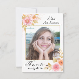 Tarjeta De Agradecimiento Graduación de fotos Gracias con flores acuáticas