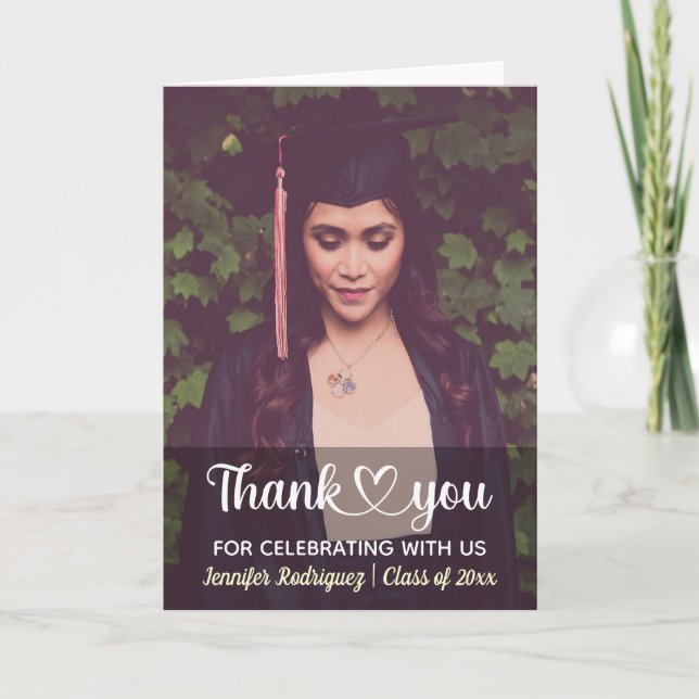 Tarjeta De Agradecimiento Graduación de fotos Personalizado personalizada Gr (Anverso)