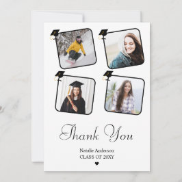 Tarjeta De Agradecimiento Graduación de Graduado de Foto Moderna en Blanco y