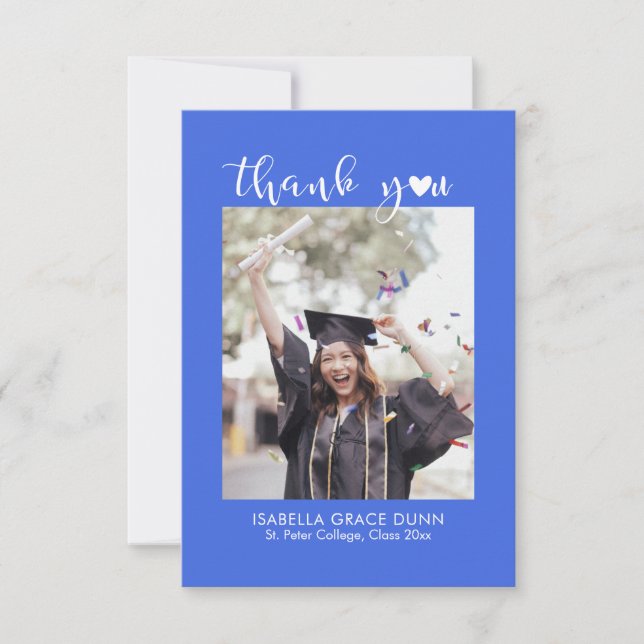Tarjeta De Agradecimiento Graduación de guión de caligrafía cardíaca simple  (Anverso)