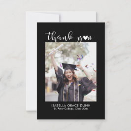 Tarjeta De Agradecimiento Graduación de guión de caligrafía cardíaca simple