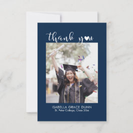 Tarjeta De Agradecimiento Graduación de guión de caligrafía cardíaca simple 