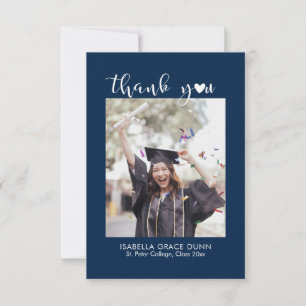 Tarjeta De Agradecimiento Graduación de guión de caligrafía cardíaca simple 