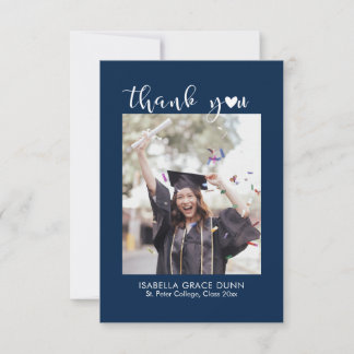 Tarjeta De Agradecimiento Graduación de guión de caligrafía cardíaca simple 
