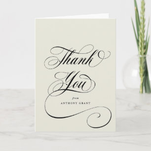 Tarjeta De Agradecimiento Graduación de guión elegante de marfil en blanco
