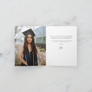 Tarjeta De Agradecimiento Graduación de guión elegante de marfil Foto+Mensaj