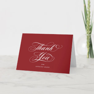 Tarjeta De Agradecimiento Graduación de guión elegante rojo en blanco