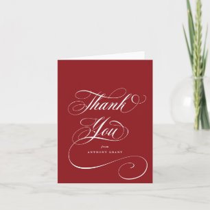 Tarjeta De Agradecimiento Graduación de guión elegante rojo en blanco