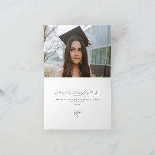 Tarjeta De Agradecimiento Graduación de guion Purple Elegant Foto+Mensaje