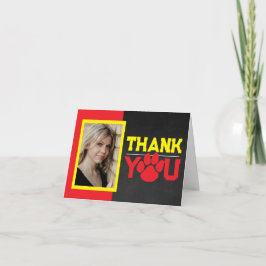 Tarjeta De Agradecimiento Graduación de huella digital roja y amarilla 2 ple