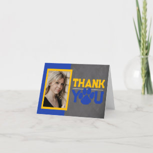 Tarjeta De Agradecimiento Graduación de impresión Blue & Gold Paw plegable 2