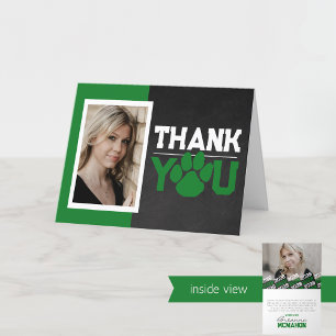 Tarjeta De Agradecimiento Graduación de impresión de hojas verdes y blancas 