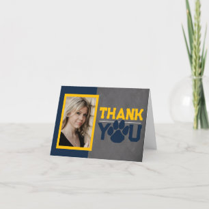 Tarjeta De Agradecimiento Graduación de impresión de papel de marina y oro p