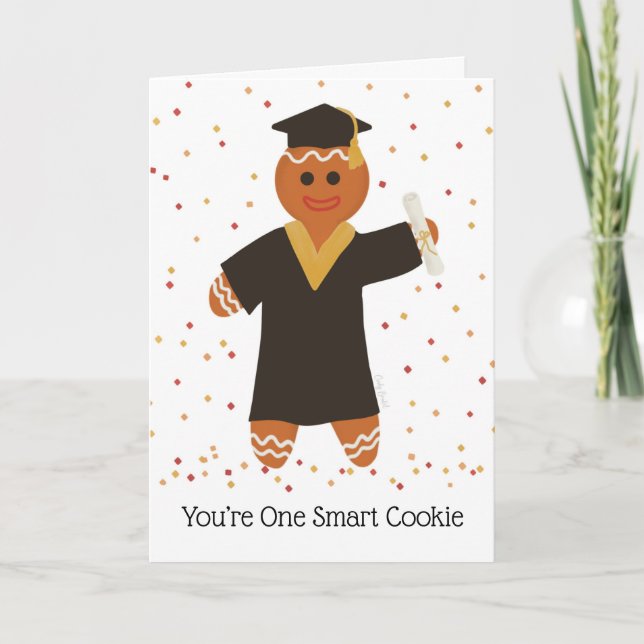 Tarjeta De Agradecimiento Graduación de Invierno Cookie inteligente Gingerbr (Anverso)