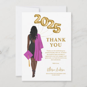 Tarjeta De Agradecimiento Graduación de la clase 2024 de una mujer afroameri