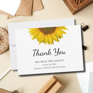 Tarjeta De Agradecimiento Graduación de la Clase de 2026 del Girasol Rústico