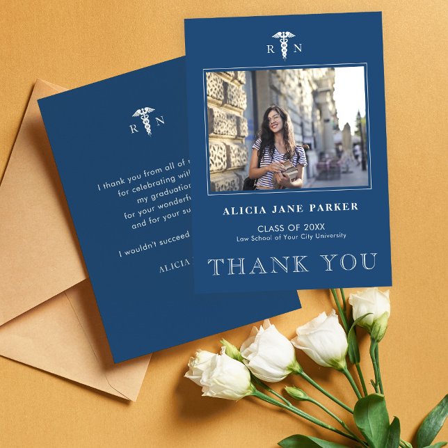 Tarjeta De Agradecimiento graduación de la escuela de enfermería foto modern (Subido por el creador)