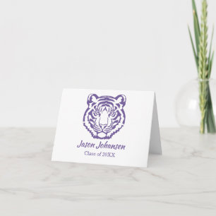 Tarjeta De Agradecimiento Graduación de la Escuela Mascota Tigre Púrpura