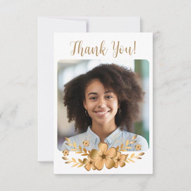 Tarjeta De Agradecimiento Graduación de la Escuela Secundaria Golden Flower (Anverso)