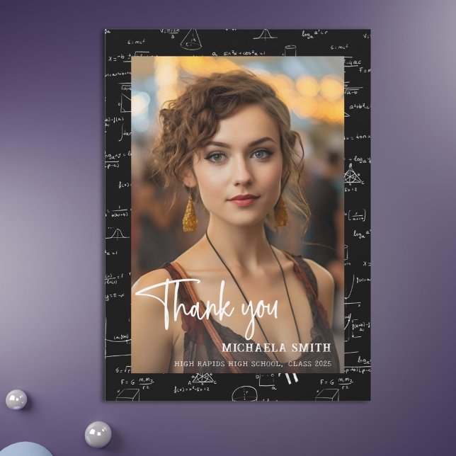 Tarjeta De Agradecimiento Graduación de la foto de escritura matemática mode (Subido por el creador)
