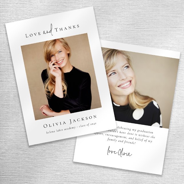 Tarjeta De Agradecimiento Graduación de la foto de escritura mínima moderna (Subido por el creador)