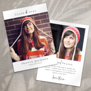 Tarjeta De Agradecimiento Graduación de la foto de escritura mínima moderna